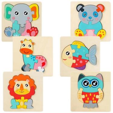 Imagem de Kit 6 Quebra Cabeça 3D Animais Sortidos Brinquedo Educativo Desenvolvi