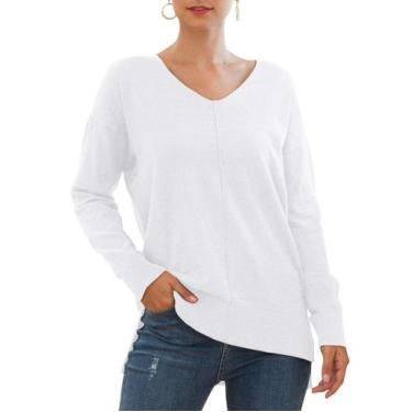 Imagem de Suéter feminino Jouica, inverno, com decote em V, aconchegante e casua