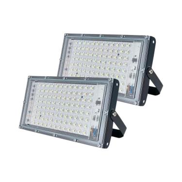 Imagem de Kit 2 Refletor Holofote Led 100W Preto 6500K Ip66 Luz Fria