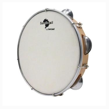 Imagem de Pandeiro Liverpool Sambrasil Pele Animal 10 Amadeirado