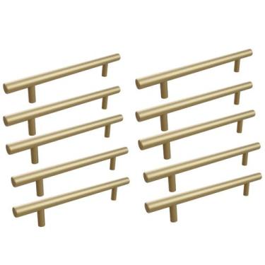 Imagem de Kit 10 Puxador Haste Dourado Em Inox Redondo 64mm - RENNA