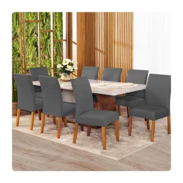 Imagem de Kit 8 Capas de Cadeira Malha Gel - Lenharo Enxovais, CHUMBO