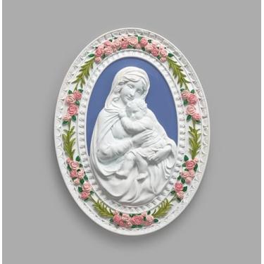 Imagem de Roman 21 cm H Madonna and Child Wall Plague, decoração de casa religiosa