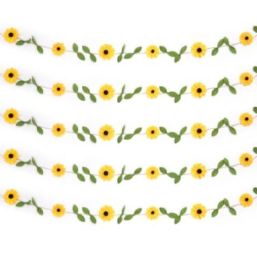 Imagem de Janinka 5 peças de faixa de margarida de feltro de lã, decorações de festa de margarida, guirlanda de flores silvestres, decorações de 1º aniversário, lembrancinhas de festa de casamento de berçário
