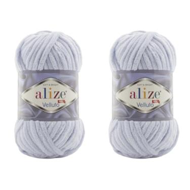 Imagem de Cobertor de bebê Alize Velluto 100% micropoliéster fio de veludo lote de 2 skn 150 jardas 2 x 100 gramas, peso do fio: super volumoso (416 - cinza claro)
