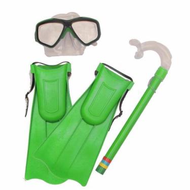 Imagem de Kit Snorkel Com Máscara E Nadadeiras Infantil Verde - Belfix