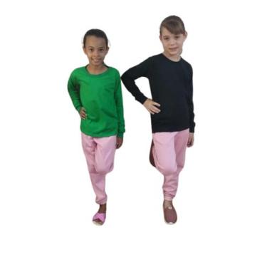 Imagem de Kit 10 Camiseta Básica infantil Menino e Menina Unisex Manga Longa 100