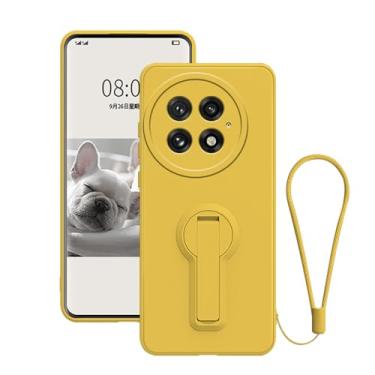 Imagem de Anlalish Capa compatível com OnePlus 13, capa de silicone à prova de choque com cordão de pulso, capa de proteção total para lente da câmera para OnePlus 13 com suporte (amarelo)