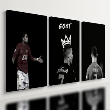 Imagem de Kit 3 - Quadro Cr7 Goat Futebol Time Real Madrid Mdf Tratado