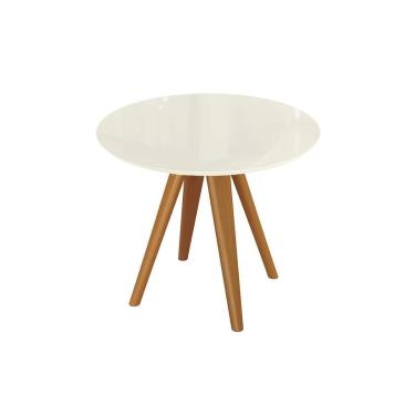 Imagem de Mesa de Sala Jantar Duna Premium Madeira Maciça c/ Tampo Madeirado c/ Vidro 105x105cm Carvalho/Off White - Kappesberg