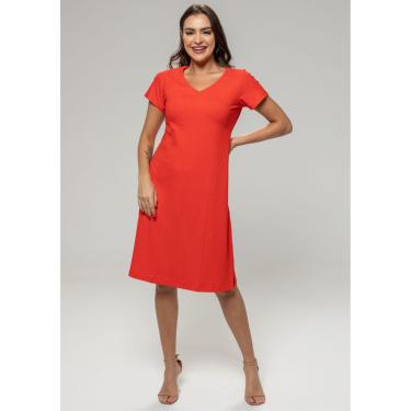 Imagem de Vestido Pau a Pique Canelado Coral CORAL - XL