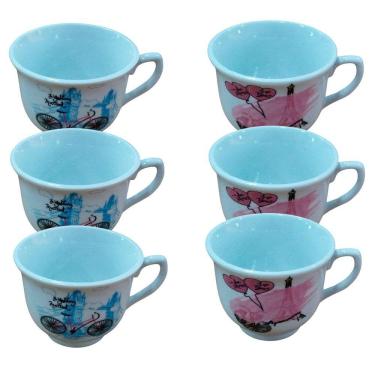 Imagem de Jogo De Caneca Ceramica 6 Pcs 150ml Bike E Flor