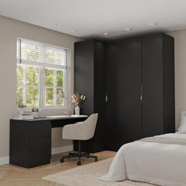 Imagem de Guarda Roupa Modulado 4 Portas 3 Peças com Escrivaninha Hera CabeCasa 