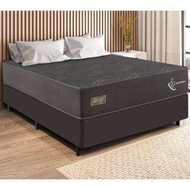 Imagem de Cama Box Conjugado Casal Com Colchão 138x64x188 Orthopedic Plus Gazin Cr35308 Cinza-preto