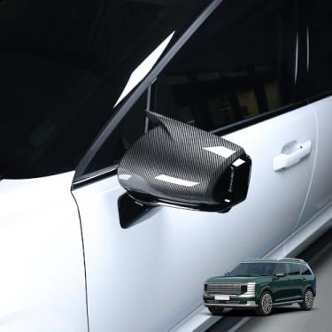 Imagem de Cnaurda Capa de espelho exterior de chifre de vaca ABS, kits de acabamento de capa de espelho retrovisor lateral compatíveis com Hyundai Palisade LX3 2026 LHD/RHD acessórios externos (carbono)
