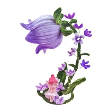 Imagem de Fenteer Kit para fazer flores com limpadores de cachimbo, luminária de cabeceira criativa, decoração para festas, presente noturno, materiais para artesanato, Roxo