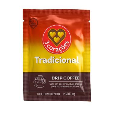 Imagem de Café em Sachê Torrado e Moído Drip Coffee 3 Corações Portinari 11g