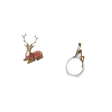 Imagem de Fenteer Rena Alce Mulheres Enfeite de Mesa Estatueta de Veado Estátua Centro de Mesa Sala de Estar Escritório Quarto Leitores Presente Estante Escultur