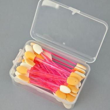 Imagem de 30 aplicadores de esponja de sombra, pincéis de maquiagem, pincel descartável, dupla face, aplicadores de maquiagem para os olhos (rosa)