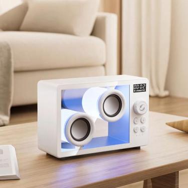 Imagem de Caixa de Som Transparente Bluetooth com Alarme Luz RGB Graves Potentes