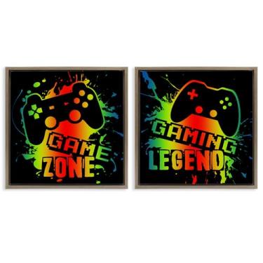 Imagem de Stupell Industries Conjunto de tela flutuante de 2 peças com moldura preta gradiente para jogos, design de Marcus Prime, 63 x 63 cm