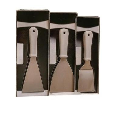 Imagem de Kit com 2 Peças Espátulas N4/5 Em Inox Reta E Curva Para Lanches Chapa Cozinha Chapeiro Profissional Antiaderente (KIT 3 UNIDADES 3,4,5)