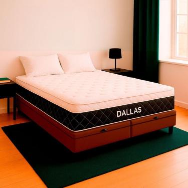 Imagem de Cama Box Baú King E Colchão Dallas Molas V-store 193x203x20 Marrom