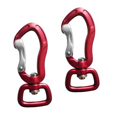 Imagem de Luzhengyang Conjunto de mosquetão de alumínio com peso de 2 peças para aventuras ao ar livre, gancho giratório para olhal, máximo de 400 kg, chaveiro de acampamento, caminhada, pesca - olho quadrado