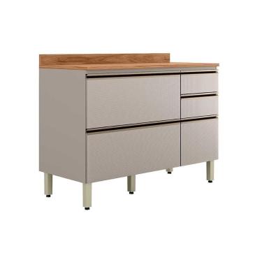 Imagem de Balcão De Cozinha C- Tampo Proença C- 1 Porta E 4 Gavetas 120cm Nogueira Touch-nude Prime - Demóbile