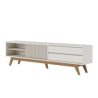 Imagem de Rack Para Sala Bancada De Tv 75 Pol 200cm Licia C04 - D'rossi Cor Off White