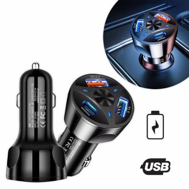 Imagem de Carregador Celular Veicular 3 Portas USB Turbo Universal