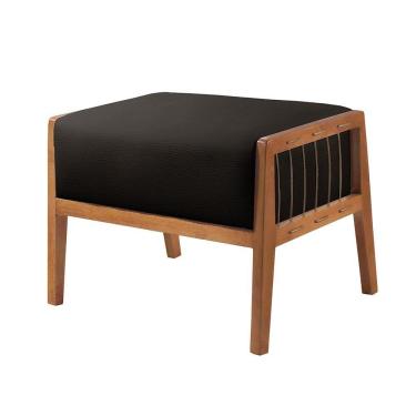 Imagem de Puff Banqueta Gael Luxo Madeira Maciça Castellar Móbile Corino Preto Corino Preto