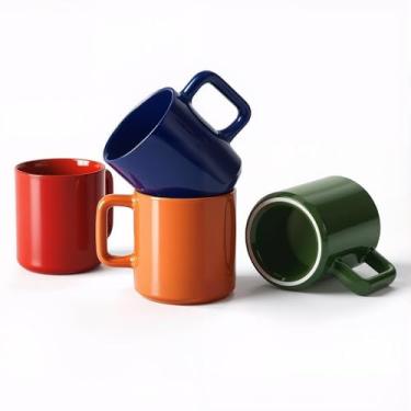 Imagem de Taxenxar Conjunto de 4 canecas de café, canecas de porcelana com alça confortável - Seguro para lava-louças e micro-ondas para café, chá, latte, cappuccino e sopa (4 cores)