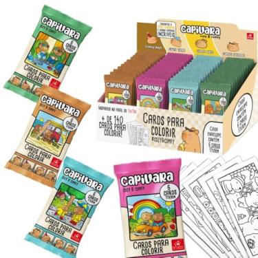 Imagem de Kit 24 Cards para Colorir Capivaras Cozy Comfy