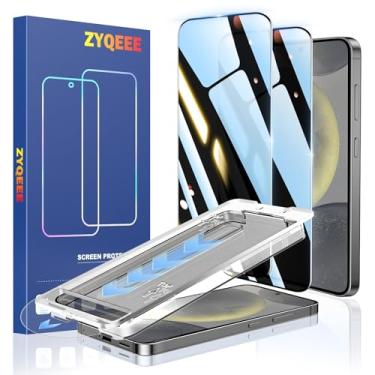 Imagem de ZYQEEE Pacote com 2 películas protetoras de privacidade para Samsung Galaxy S24 [compatível com impressão digital], película protetora de vidro temperado de cobertura total, instalação rápida e fácil