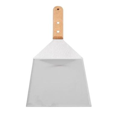 Imagem de Mingzhe Espátula de Cozinha de Aço Inoxidável Bolo Pizza Panqueca pá Ferramenta para Cozinhar (Espátula Quadrada, Cabo De Madeira)
