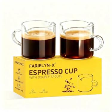 Imagem de Conjunto de 2 xícaras de café expresso de 142 g, copos duplos, copos de shot, copo de leite com alça, vidro transparente, acessórios de café expresso para fazer café, sobremesas, máquina de molho de