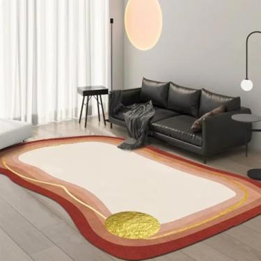 Imagem de Tapete estilo creme para decoração de sala de estar, tapete oval para sofá, cabeceira, chão, resistente ao desgaste (5,2 x 7,5 pés (160 x 230 cm)/12)