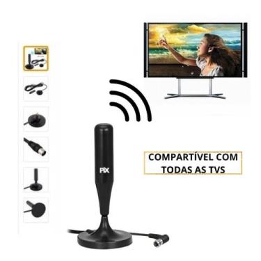 Imagem de Antena Digital Multifuncional HDTV Interna Externa Cabo 1.8m e Base Ma