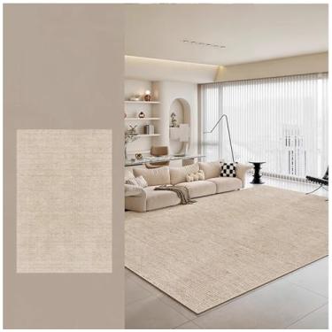 Imagem de SPXMQSS Tapete de área grande para sala de estar, tapete antiderrapante para quarto, sofá resistente ao desgaste, tapete de mesa de café, para sala de estar, sala de jantar, quarto, cinza bege G 160 x