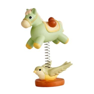 Imagem de IEUDNS Boneco com cabeça que balança, brinquedo de cavalo com cabeça que balança, decoração de resina para painel de carro ou quarto, Verde