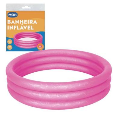 Imagem de Banheira Inflável 130 Litros Infantil Rosa - 1782 - Mor