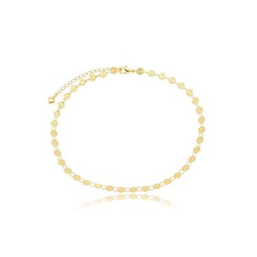 Imagem de Tornozeleira Chapinhas Foscas Banhados A Ouro 18k