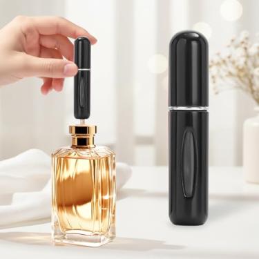 Imagem de Mini perfume recarregável de 5 ml, atomizador de perfume recarregável, frascos de spray, portátil para viagens, férias, atividades ao ar livre e negócios, preto brilhante