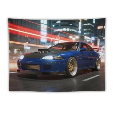 Imagem de HouLaiZhe JDM Tapeçaria de carro R34 pista de luz de carro esportivo para pendurar na parede quarto decoração de casa tapeçarias estética piquenique decoração de parede arte de parede para dormitório
