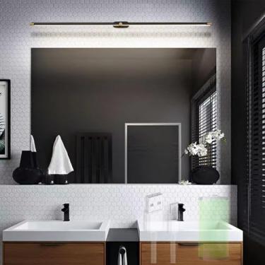 Imagem de Luz de espelho LED banheiro lâmpadas de parede recarregáveis com interruptor de toque iluminação de parede moderna iluminação de imagem para sala de estar penteadeira armário de espelho (preto +