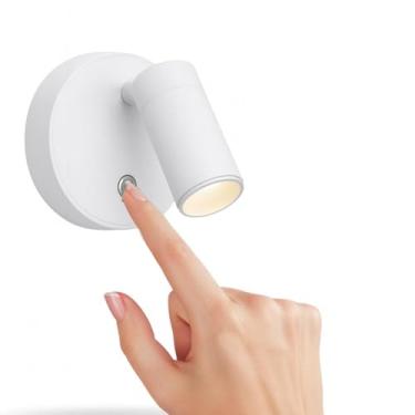 Imagem de Luminária LED Sem Fio Recarregável USB-C com Toque, 3 Níveis, Rotação 360°, Base Magnética, Abajur/Arandela para Parede e Cabeceira (BRANCO)