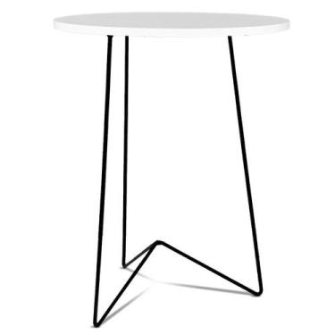 Imagem de Mesa de Canto Lateral Alta Redonda Sala Athenas Tripé - Preta e Branca