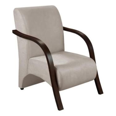 Imagem de Poltrona decorativa - creme- material sintético - braço em madeira - N