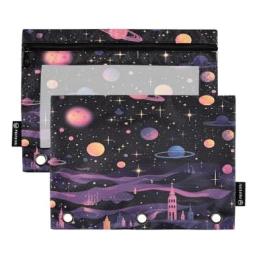 Imagem de Wassud Design de ilustração de astronomia, pacote com 2 pastas de fichário, pastas de bolso com 3 furos, organizador de fichários para casa, escritório